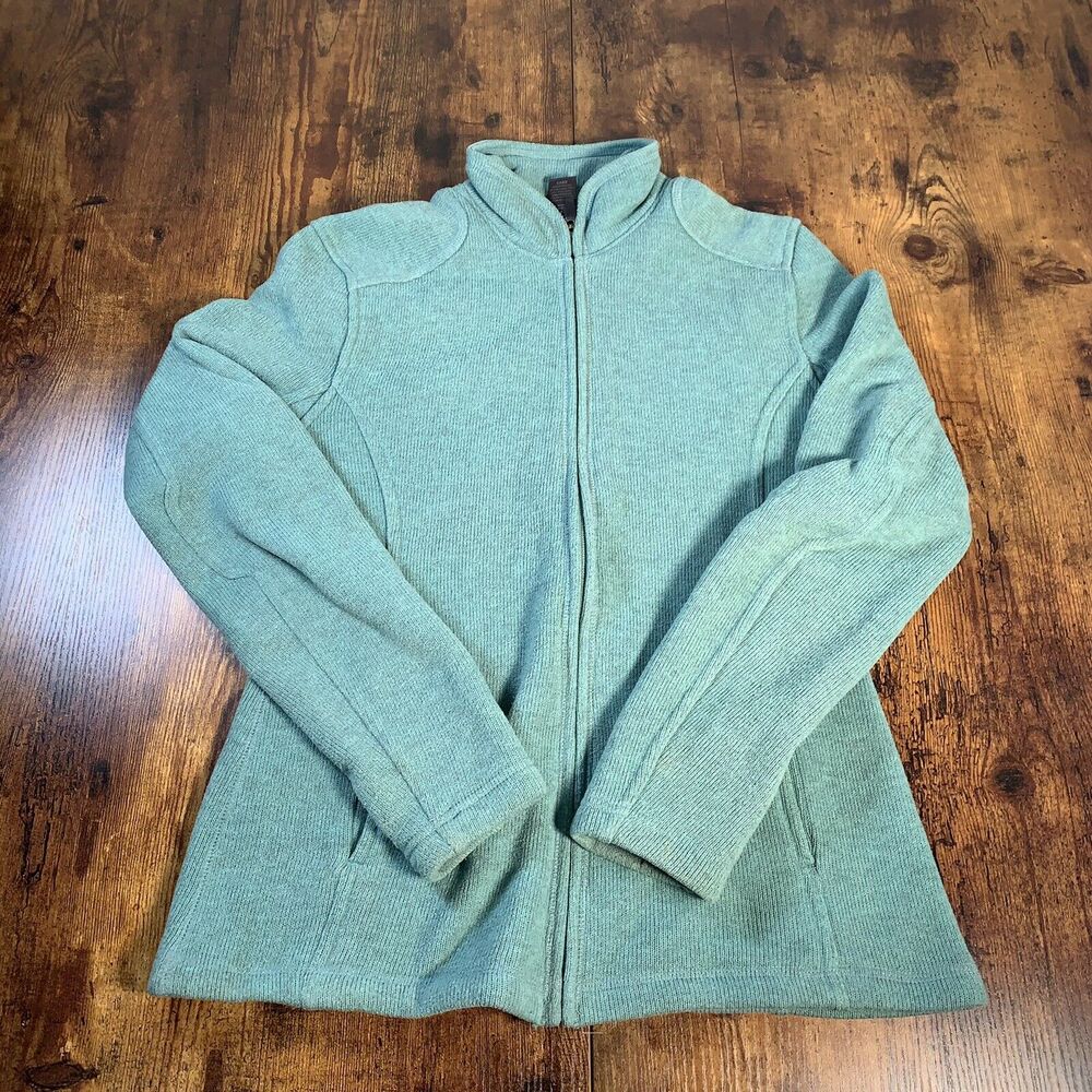 REI Jacket Womens Medium Green Fleece Full Zip Pockets‎ Outdoors Solid